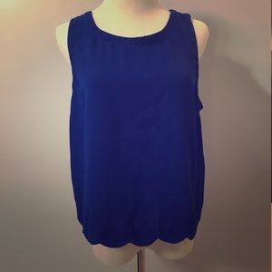 Royal blue top with scalloped edge